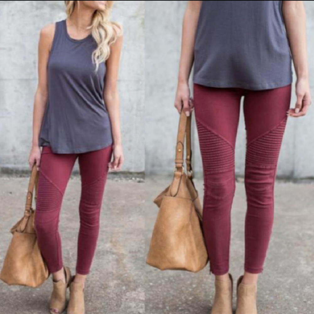 Moto Burgundy Pants